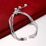 925 Sterling Silver Five Heart Bracelet