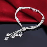 925 Sterling Silver Five Heart Bracelet