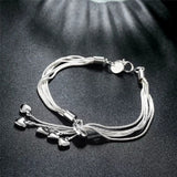 925 Sterling Silver Five Heart Bracelet