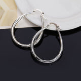 925 Sterling Silver Oval Filigree Hoop Earrings E294