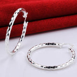 925 Sterling Silver Oval Filigree Hoop Earrings E594