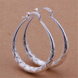 925 Sterling Silver Oval Filigree Hoop Earrings