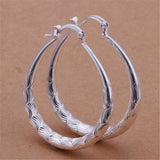 925 Sterling Silver Oval Filigree Hoop Earrings