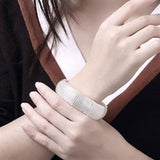 IVYRISE Bracelet 925 Sterling Silver Plated Jewelry Sideway Big Flat Link Chain Mesh Bangle Bracelet for Women