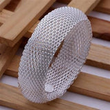 IVYRISE Bracelet 925 Sterling Silver Plated Jewelry Sideway Big Flat Link Chain Mesh Bangle Bracelet for Women