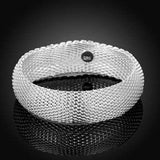 IVYRISE Bracelet 925 Sterling Silver Plated Jewelry Sideway Big Flat Link Chain Mesh Bangle Bracelet for Women