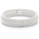 IVYRISE Bracelet 925 Sterling Silver Plated Jewelry Sideway Big Flat Link Chain Mesh Bangle Bracelet for Women