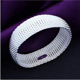 IVYRISE Bracelet 925 Sterling Silver Plated Jewelry Sideway Big Flat Link Chain Mesh Bangle Bracelet for Women
