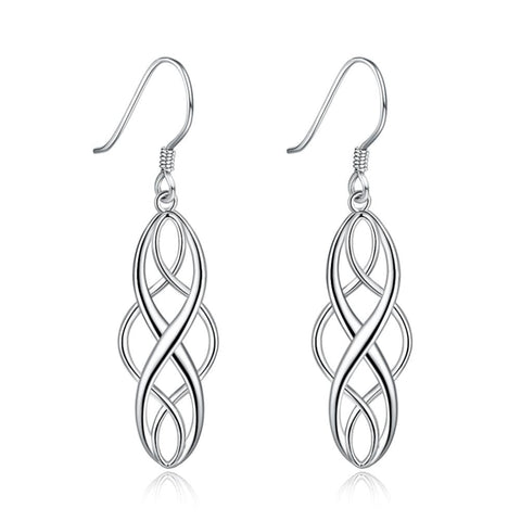 925 Sterling Silver Unique Celtic Swirl Drop Earrings Silver