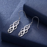925 Sterling Silver Unique Celtic Swirl Drop Earrings Silver