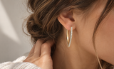 Elegant Sparkling V-Shaped Cubic Zirconia Hoop Earrings