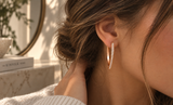 Elegant Sparkling V-Shaped Cubic Zirconia Hoop Earrings