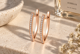 Elegant Sparkling V-Shaped Cubic Zirconia Hoop Earrings
