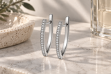 Elegant Sparkling V-Shaped Cubic Zirconia Hoop Earrings