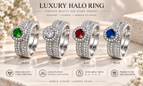 Sparkling Halo Bridal Ring Set Gold Plated CZ Wedding & Engagement Ring