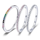 925 Sterling Silver CZ Simulated Diamond Stackable Ring Platinum Plated Eternity Bands for Women