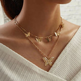 Cute Butterfly Necklaces For Women Bohemia Gold Color Pendant Choker Chains Jewelry Gift