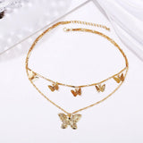 Cute Butterfly Necklaces For Women Bohemia Gold Color Pendant Choker Chains Jewelry Gift