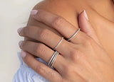925 Sterling Silver CZ Simulated Diamond Stackable Ring Platinum Plated Eternity Bands for Women
