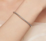 925 Sterling Silver Lobster Clasp Basic Bracelet Snake Chain Bangle