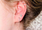 14K Gold Plated 925 Sterling Silver Cuff Earrings Huggies with Cubic Zircon