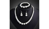 Elegant White Pearl Necklace Bracelet Earrings Set