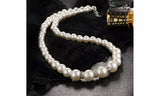 Elegant White Pearl Necklace Bracelet Earrings Set