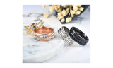 316L Stainless Steel Double Row CZ Titanium Ring Band