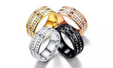 316L Stainless Steel Double Row CZ Titanium Ring Band