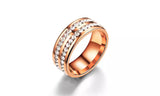 316L Stainless Steel Double Row CZ Titanium Ring Band