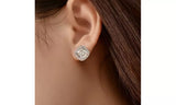 Silver Halo Square Stud Earrings