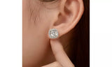 Silver Halo Square Stud Earrings