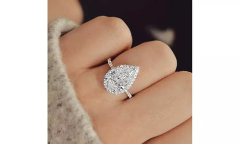 Pear Cut Moissanite Sterling Silver Ring