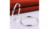 925 Sterling Silver Checkered Hoop Earrings