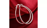 925 Sterling Silver Diamond-Cut Oval Hoop Earrings