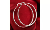 925 Sterling Silver Diamond-Cut Round Hoop Earrings