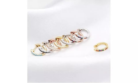 925 Silver Crystals Huggie Earrings