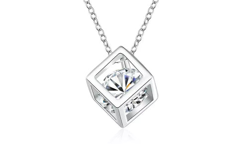 Crystal Ice Cube Pendant Necklace