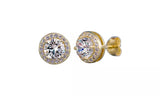 Crystal Gold Halo Stud Earrings