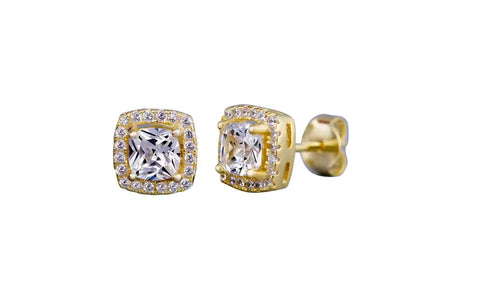 Crystal Gold Halo Stud Earrings