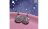 Diamond Silver Double Row Halo Drop Earrings
