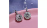 Diamond Silver Double Row Halo Drop Earrings