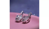Diamond Silver Double Row Halo Drop Earrings