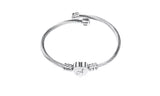 Silver Stainless Steel Heart Initial Bracelet Bangle