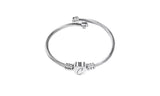 Silver Stainless Steel Heart Initial Bracelet Bangle