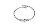 Silver Stainless Steel Heart Initial Bracelet Bangle