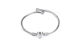 Silver Stainless Steel Heart Initial Bracelet Bangle