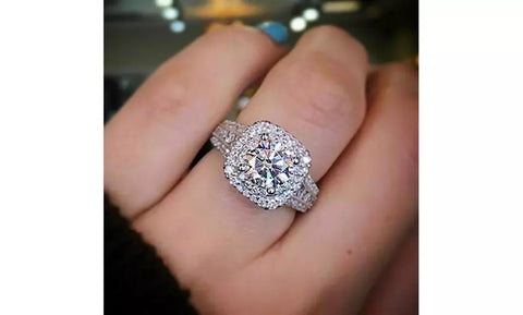 2.8ct Brilliant Halo Cushion Crystal Ring