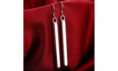 925 Sterling Silver Vertical Bar Drop Earrings