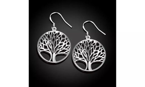 925 Sterling Silver Tree Of Life Dangle Drop Earrings